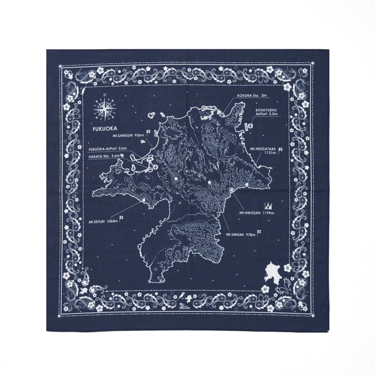 バンダナ/福岡県｜地図グッズ｜Map Design GALLERYオンラインストア