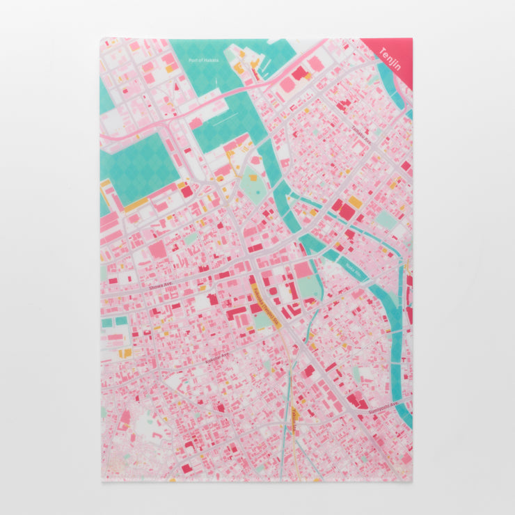 街まち】A4クリアファイル/天神 ストロベリーレッド｜地図グッズ｜Map
