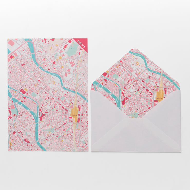 街まち】レターセット/博多｜地図グッズ｜Map Design GALLERY