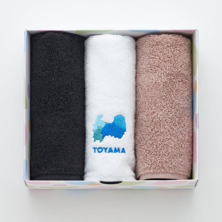 街まち 47palette タオルハンカチセット(3枚入)/16富山県 セピア系/ミント系