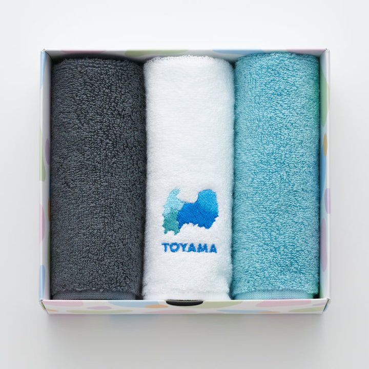 街まち 47palette タオルハンカチセット(3枚入)/16富山県 セピア系/ミント系