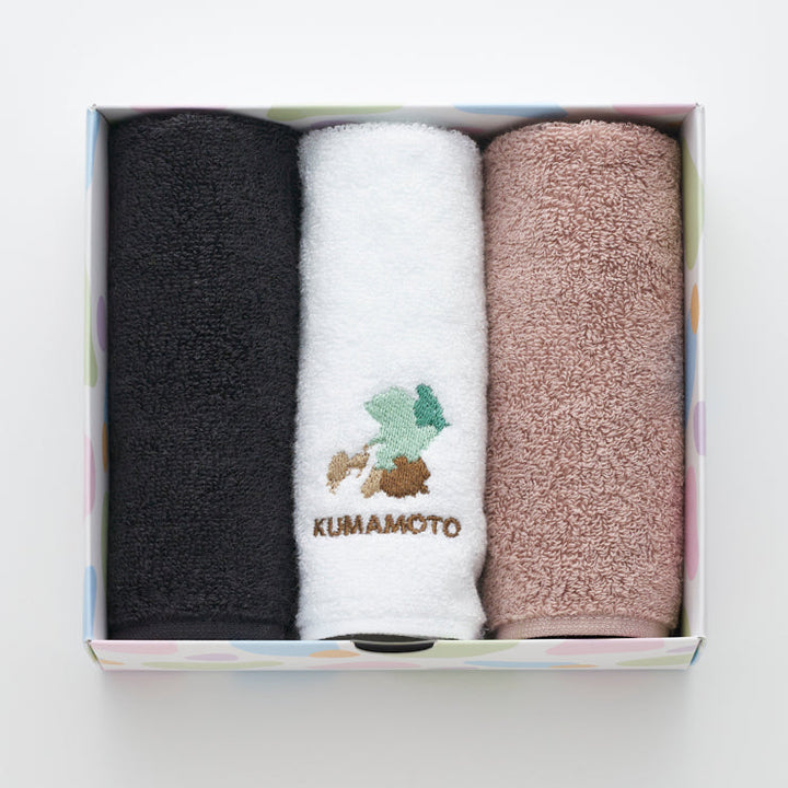 街まち 47palette タオルハンカチセット(3枚入)/43熊本県 セピア系/ミント系