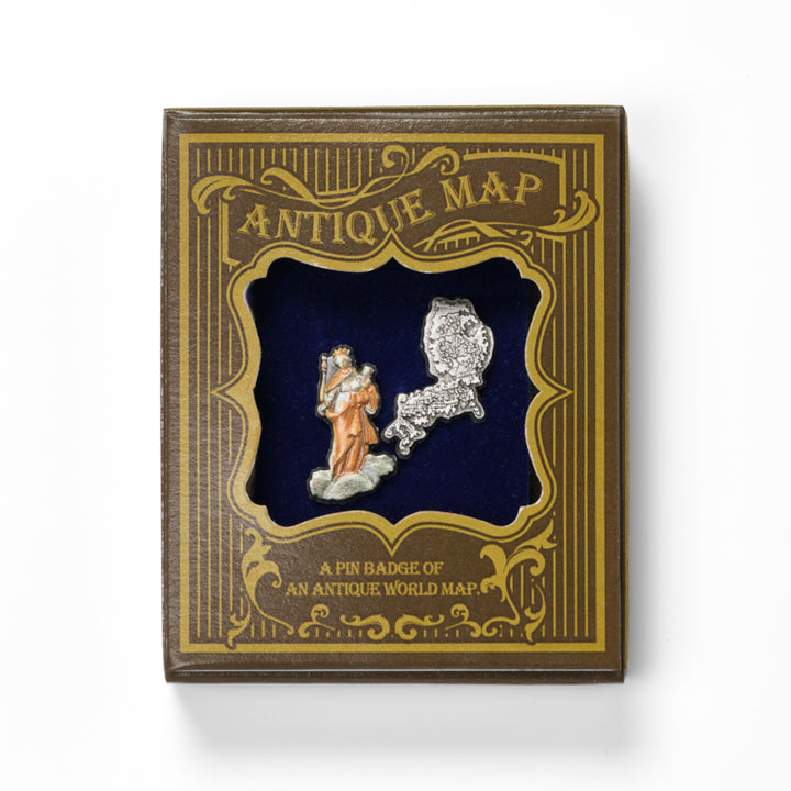 古地図ピンバッジ(2種)/日本図・聖母マリア/アジア図(1700年)