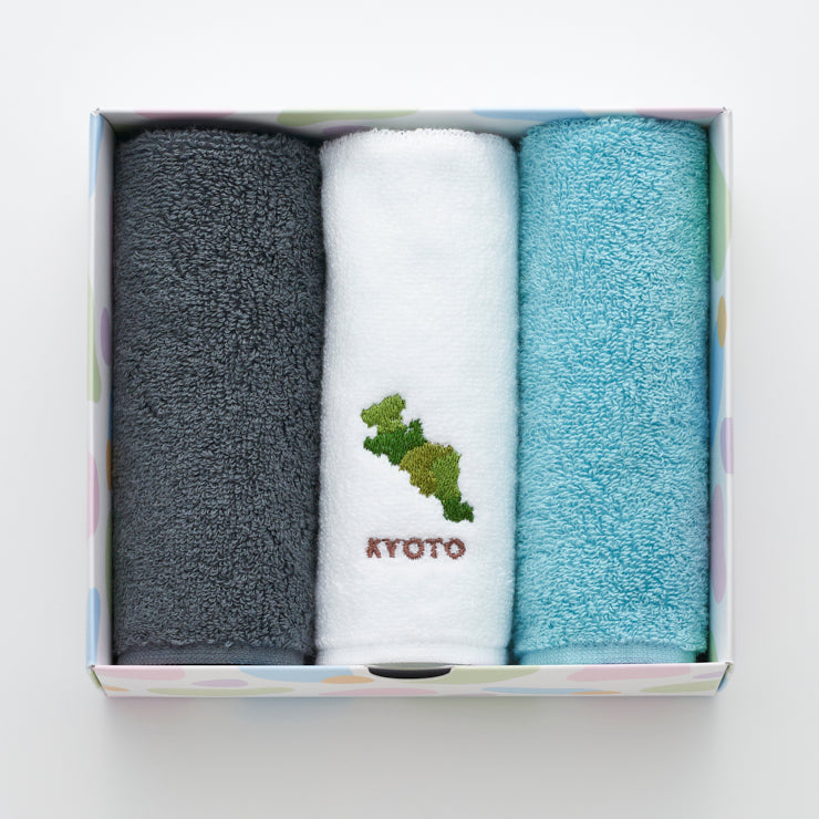 街まち 47palette タオルハンカチセット(3枚入)/26京都府 セピア系