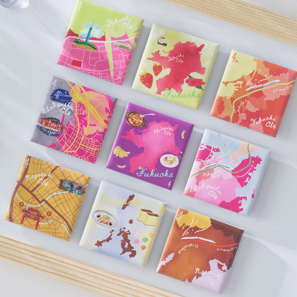 タイルマグネット（3個）/福岡県北九州セット｜地図グッズ｜Map Design