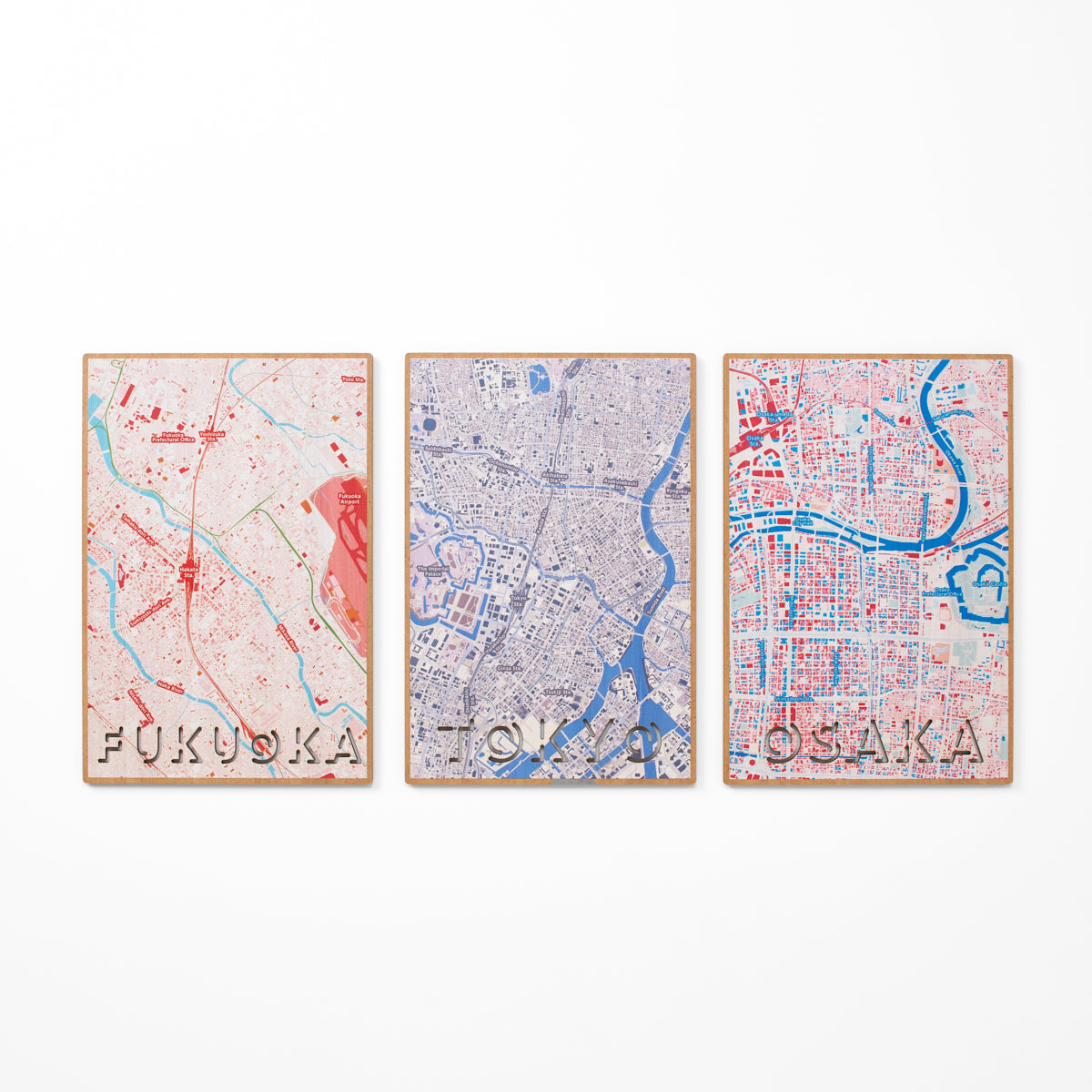 木製ポストカード/福岡｜地図グッズ｜Map Design GALLERYオンライン