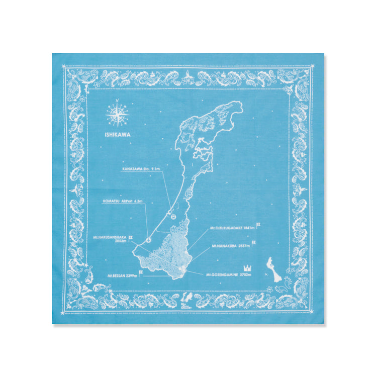 地図ハンカチーフ　トラベルマップ　石川県 石川県 – Map Design GALLERYオンラインストア