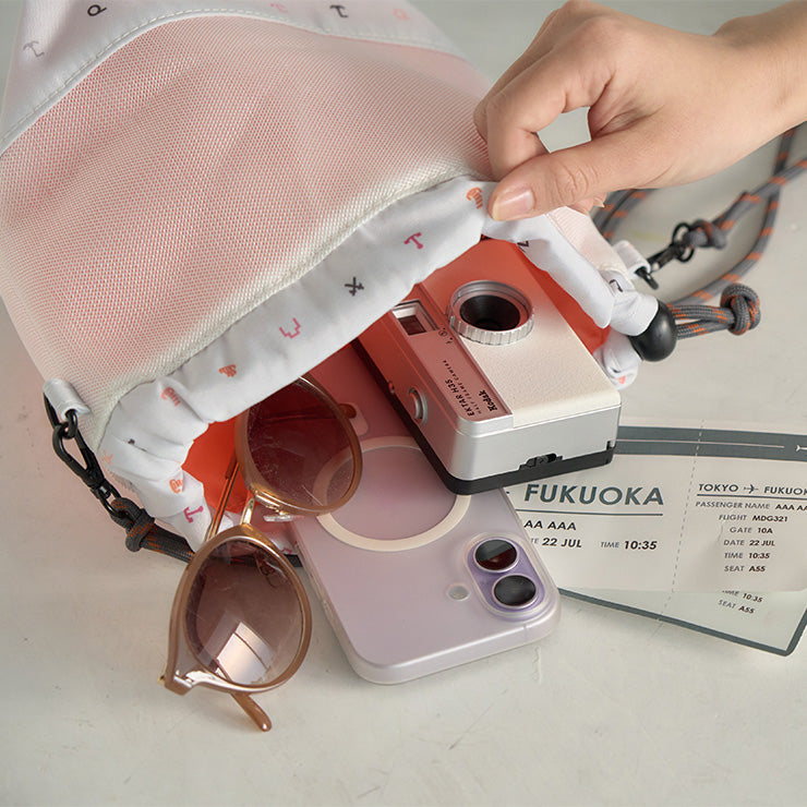 地図記号 巾着ミニショルダーバッグ/ライトグレー