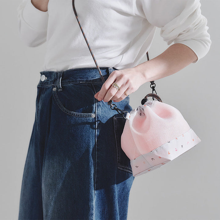 地図記号 巾着ミニショルダーバッグ/ライトグレー