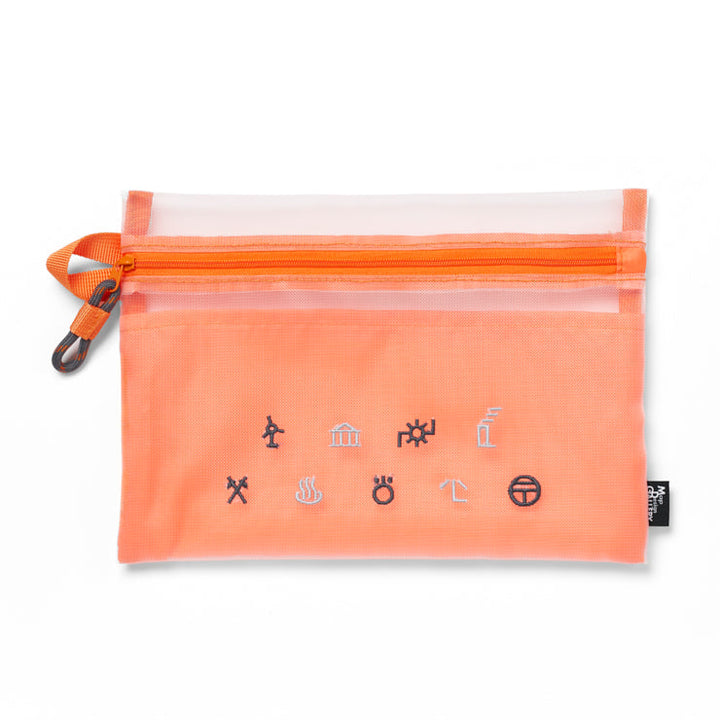地図記号 メッシュフラットポーチ/オレンジ