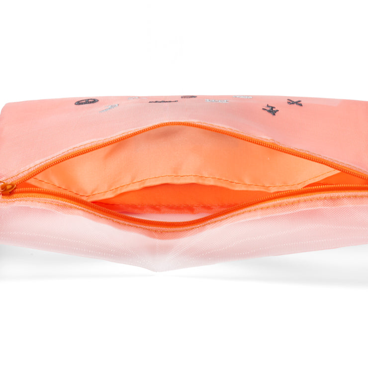 地図記号 メッシュフラットポーチ/オレンジ