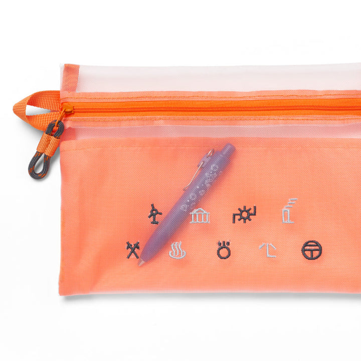 地図記号 メッシュフラットポーチ/オレンジ