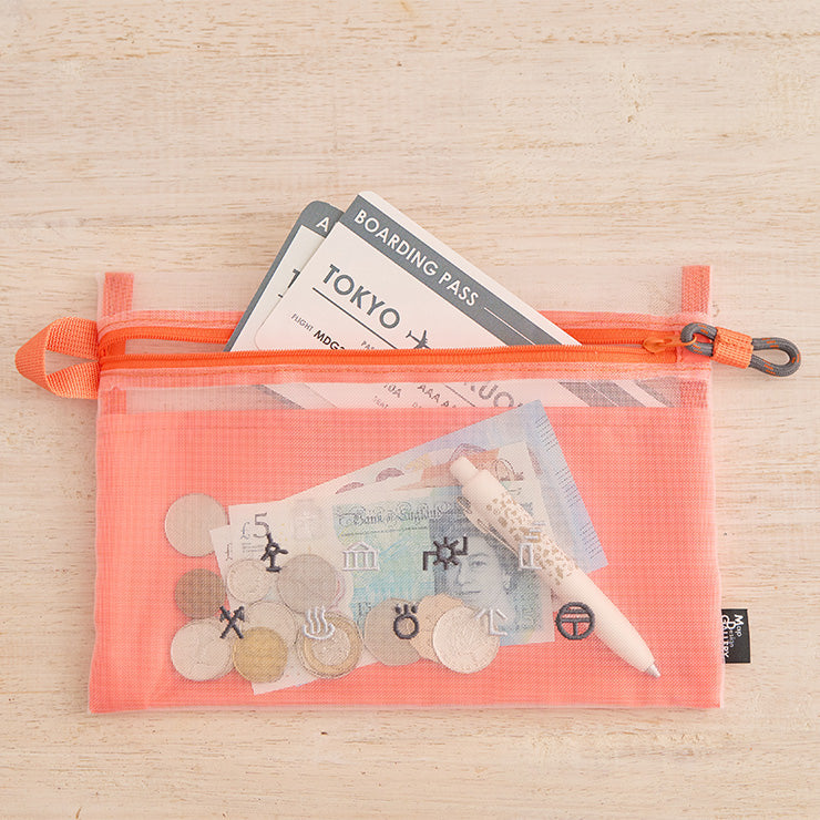 地図記号 メッシュフラットポーチ/オレンジ