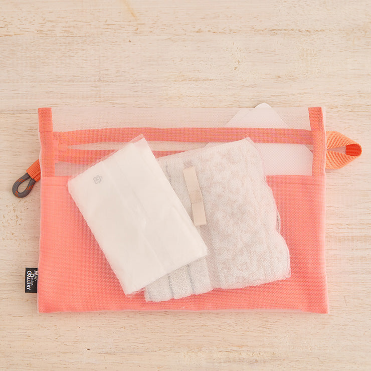 地図記号 メッシュフラットポーチ/オレンジ