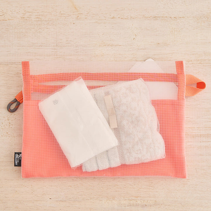 地図記号 メッシュフラットポーチ/オレンジ