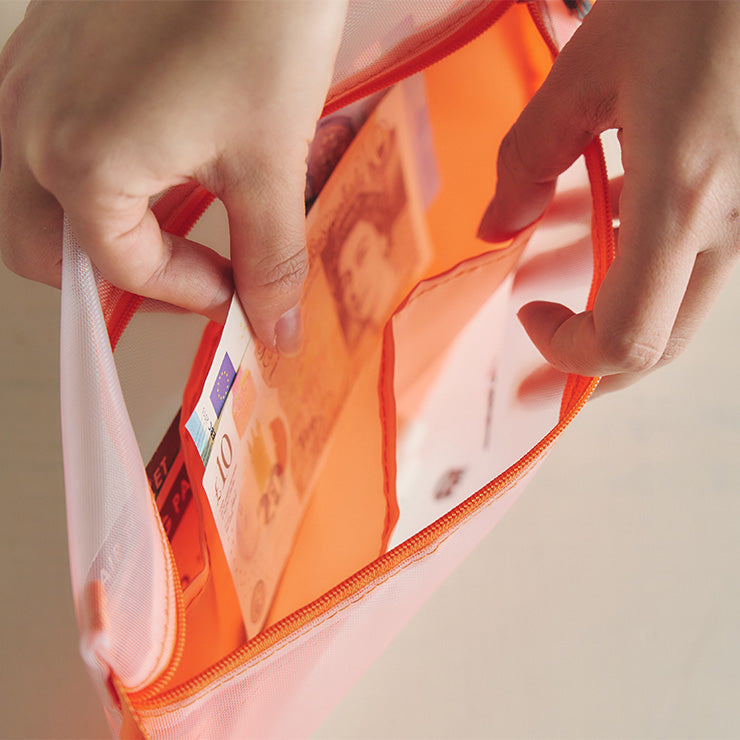 地図記号 メッシュフラットポーチ/オレンジ