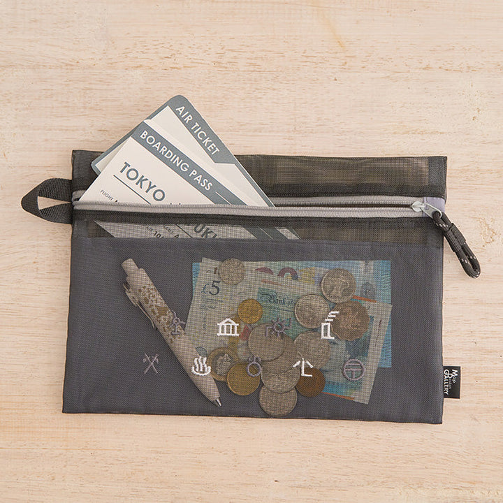 地図記号 メッシュフラットポーチ/ブラック