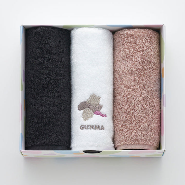 街まち 47palette タオルハンカチセット(3枚入)/10群馬県 セピア系/ミント系