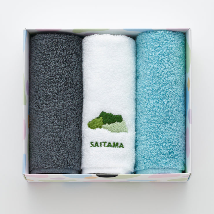 街まち 47palette タオルハンカチセット(3枚入)/11埼玉県 セピア系/ミント系