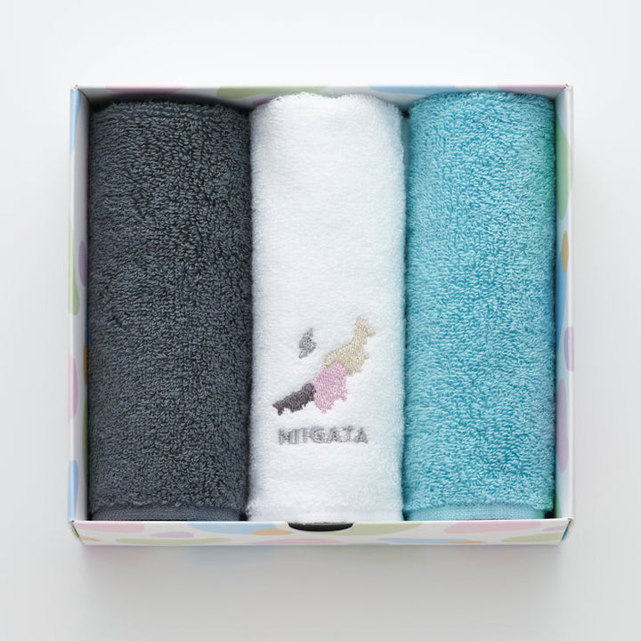 街まち 47palette タオルハンカチセット(3枚入)/15新潟県 セピア系/ミント系