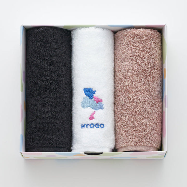 街まち 47palette タオルハンカチセット(3枚入)/28兵庫県 セピア系/ミント系