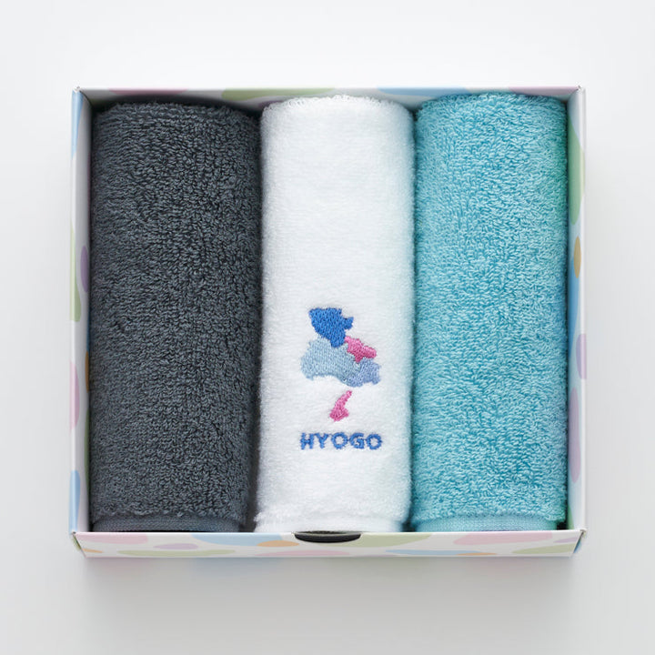 街まち 47palette タオルハンカチセット(3枚入)/28兵庫県 セピア系/ミント系