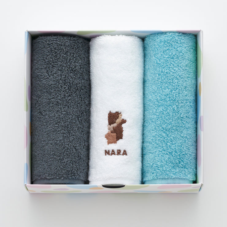 街まち 47palette タオルハンカチセット(3枚入)/29奈良県 セピア系