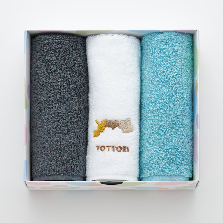 街まち 47palette タオルハンカチセット(3枚入)/31鳥取県 セピア系/ミント系
