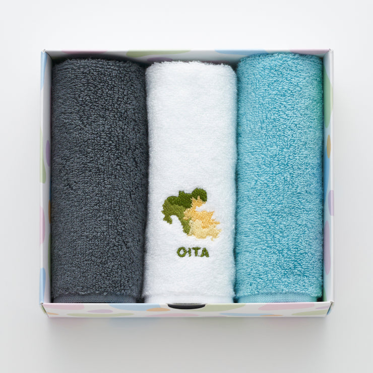 街まち 47palette タオルハンカチセット(3枚入)/44大分県 セピア系