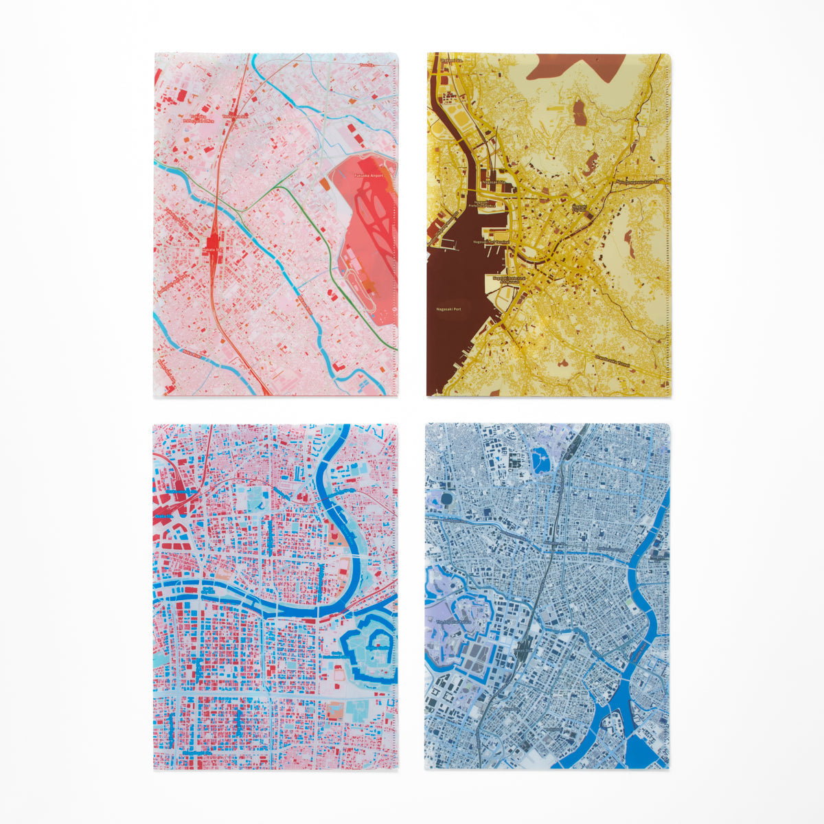 A4見開きクリアファイル/福岡｜地図グッズ｜Map Design GALLERY