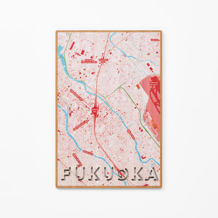 木製ポストカード/福岡｜地図グッズ｜Map Design GALLERYオンライン