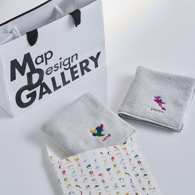 李禹煥　 リ・ウファン　 美術館　 ハンカチ　グレー8枚セット 47palette タオルハンカチ(ライトグレー)/21 岐阜県｜Map Design
