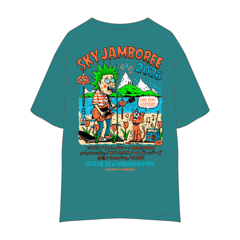 【Sky Jamboree 2026 オフィシャルグッズ】シンガー&キャットTシャツ  ＜STLOCAL限定＞稲佐山グリーン（現地受取）