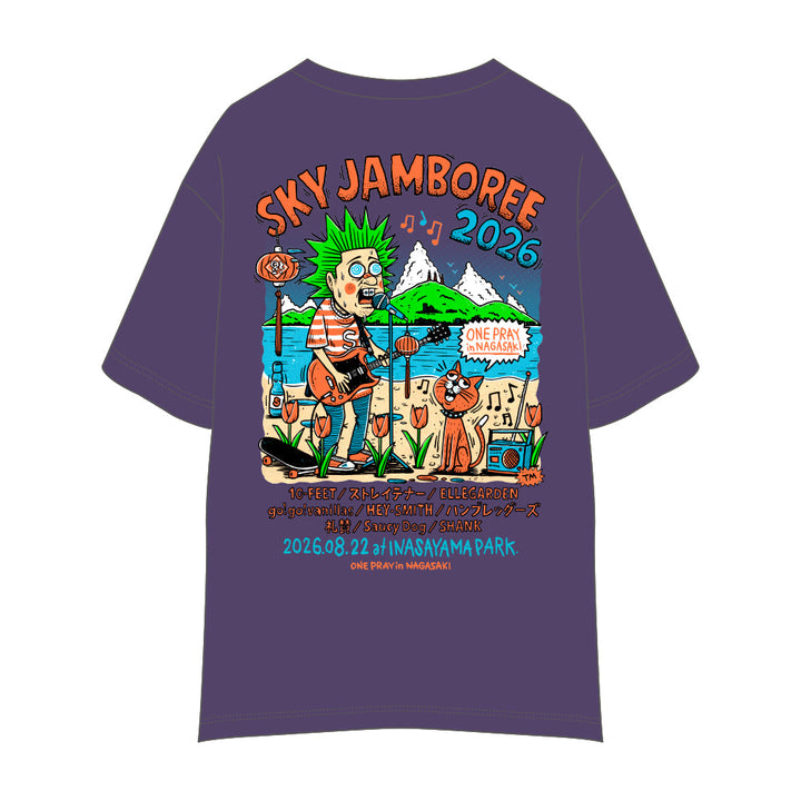 【Sky Jamboree 2026 オフィシャルグッズ】シンガー&キャットTシャツ グレイッシュパープル（現地受取）
