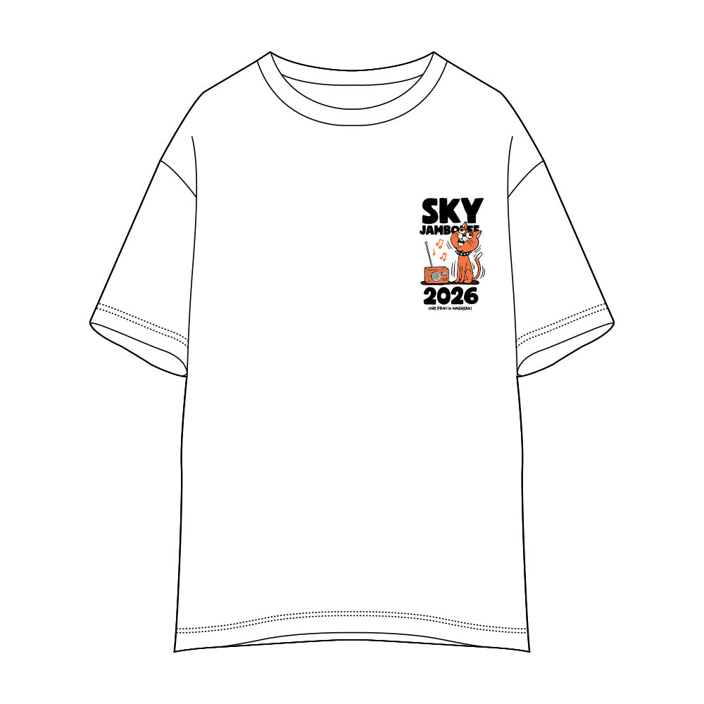 【Sky Jamboree 2026 オフィシャルグッズ】シンガー&キャットTシャツ ホワイト（現地受取）
