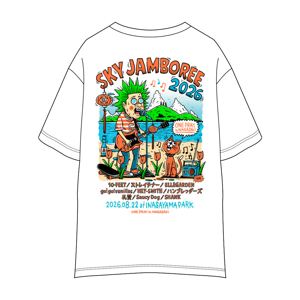 【Sky Jamboree 2026 オフィシャルグッズ】シンガー&キャットTシャツ ホワイト（現地受取）