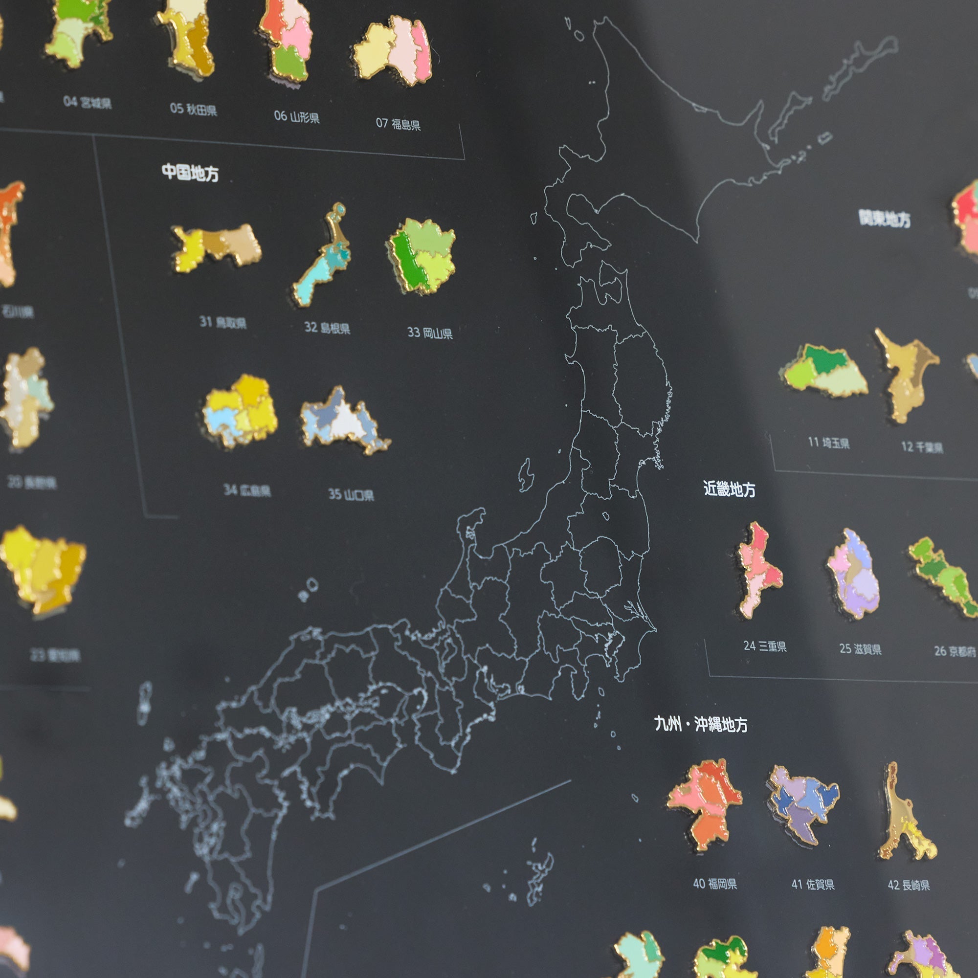 47paletteカラーピンズ 全国セット 日本列島（フレーム入）｜Map