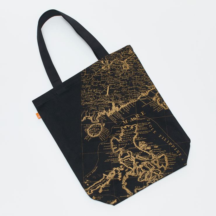 【古ちず】トートバッグ12oz/ノスタルジック 線画 黒