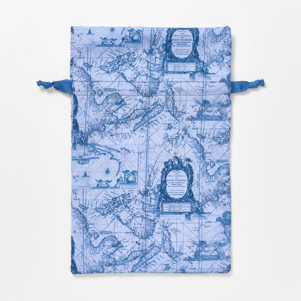 古ちず Angel 巾着ポーチ(小) / ブルー｜地図グッズ｜Map Design
