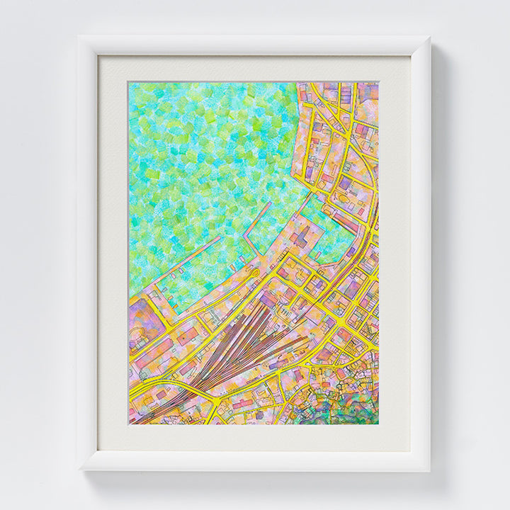 地図ぬり絵額絵/門司港　八ツ切/キャビネサイズ