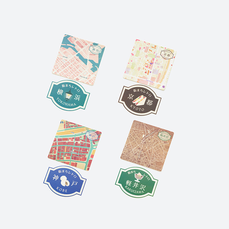 街まち】ステッカー(2枚）/レトロ 京都｜地図グッズ｜Map Design