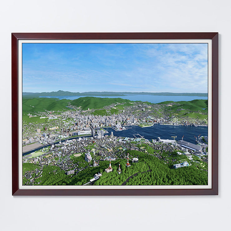 俯瞰図額絵/長崎(稲佐山)  フルカラー　大判/三々/キャビネサイズ
