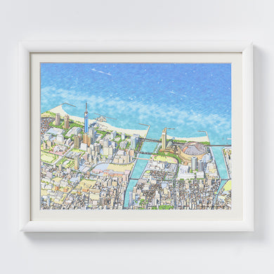 地図ぬり絵額絵/百道　八ツ切/キャビネサイズ