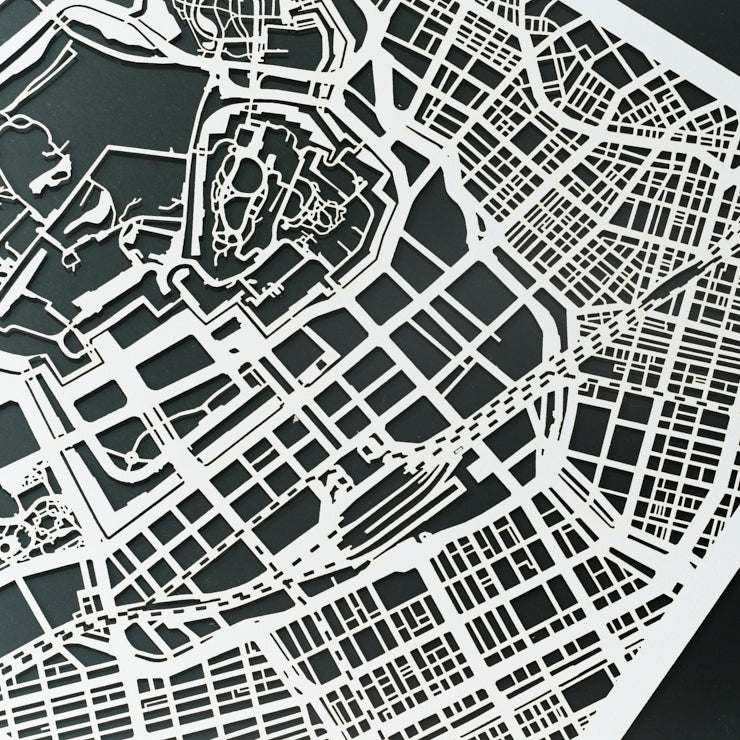 地図切り絵額絵/東京　25角サイズ