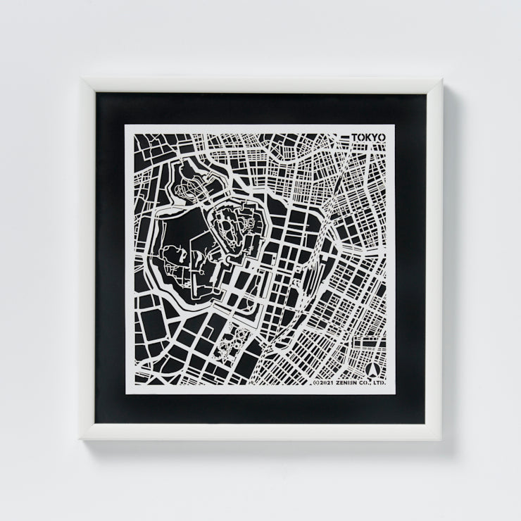 地図切り絵額絵/東京　25角サイズ