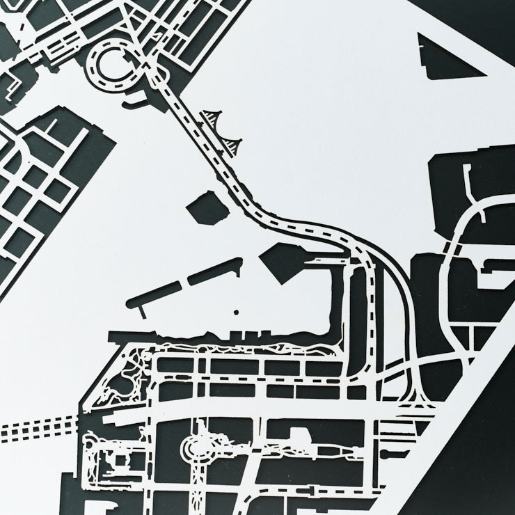 地図切り絵額絵/お台場　25角サイズ