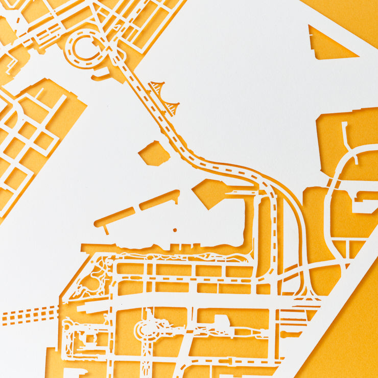 地図切り絵額絵/お台場 25角サイズ｜地図グッズ｜Map Design