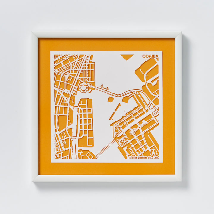 地図切り絵額絵/お台場　25角サイズ