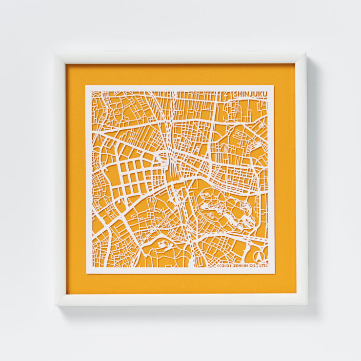 地図切り絵額絵/新宿 25角サイズ｜地図グッズ｜Map Design