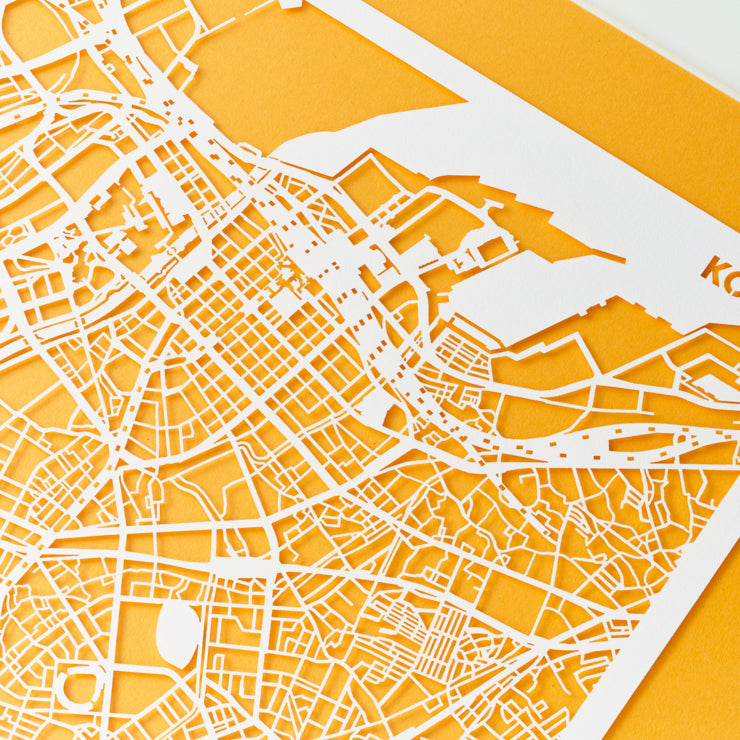 地図切り絵額絵/小倉 25角サイズ｜地図グッズ｜Map Design GALLERYオンラインストア｜ゼンリン